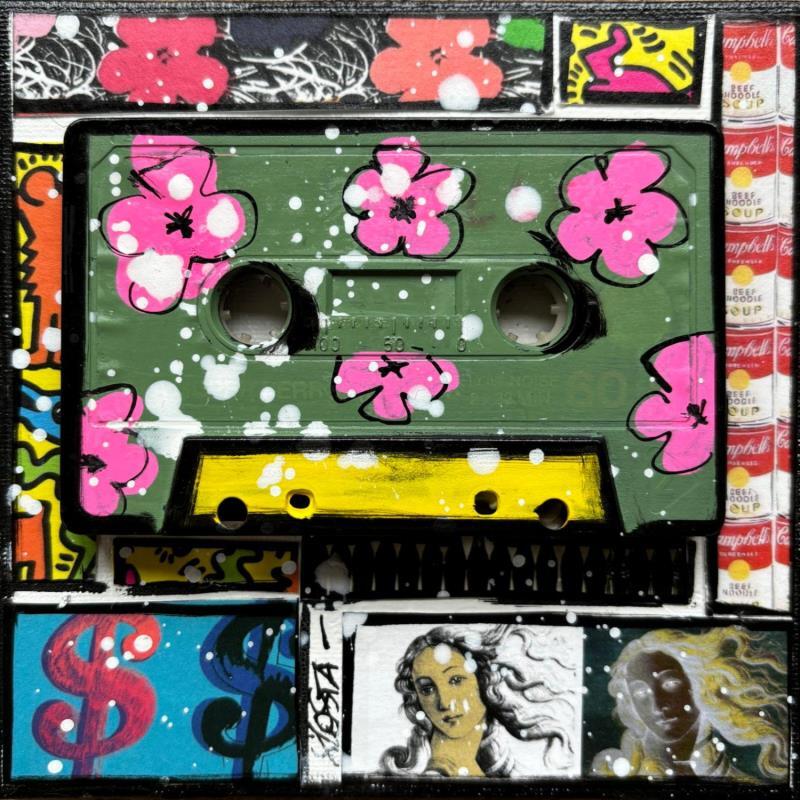 Painting POP K7 (vert) by Costa Sophie | Painting Pop-art Acrylic, Gluing, Upcycling Pop icons