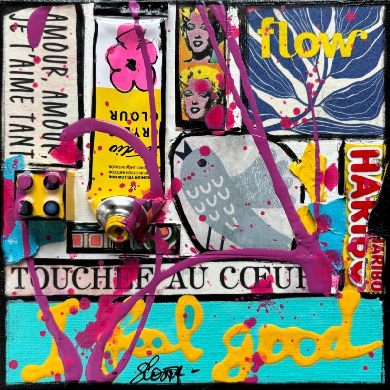 Painting I feel good ! by Costa Sophie | Painting Pop-art Acrylic, Gluing, Upcycling