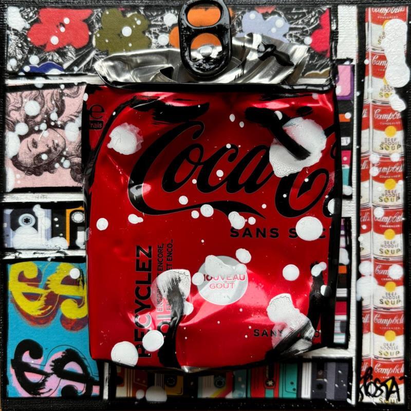 Painting POP COKE (soup) by Costa Sophie | Painting Pop-art Acrylic, Gluing, Upcycling Pop icons