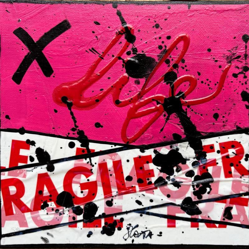 Painting Fragile life (rose) by Costa Sophie | Painting Pop-art Acrylic, Gluing, Upcycling Pop icons