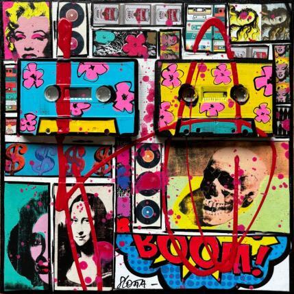 Painting POP K7 (Andy) by Costa Sophie | Painting Pop-art Acrylic, Gluing, Upcycling Pop icons