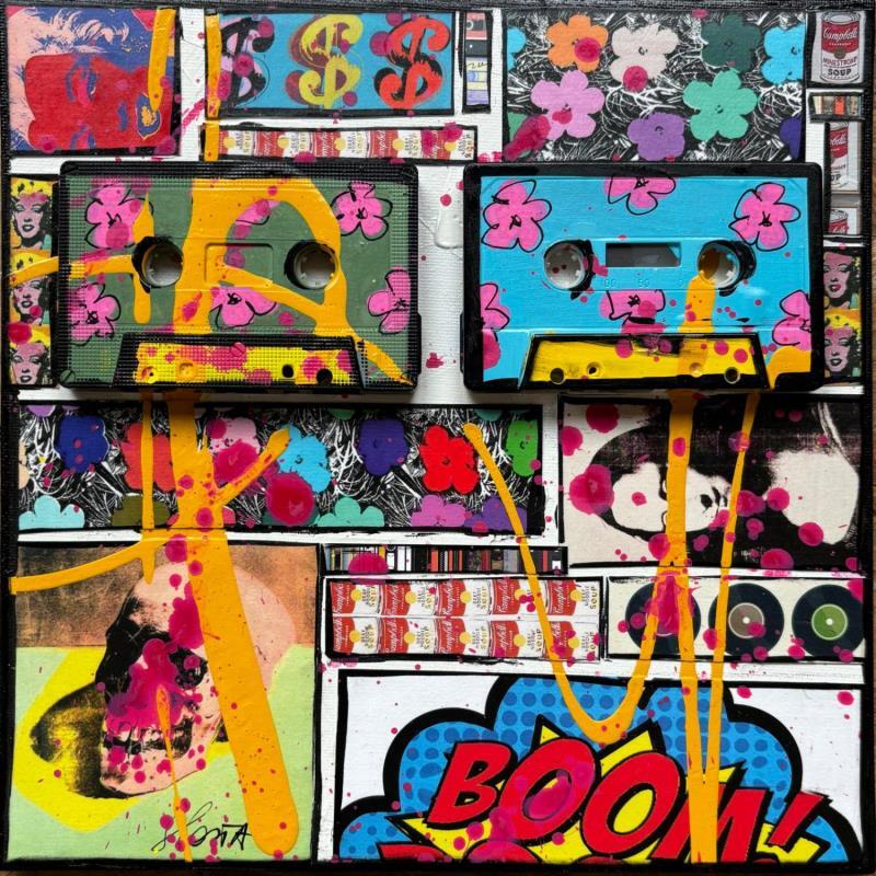 Painting POP K7 (Andy 2) by Costa Sophie | Painting Pop-art Acrylic, Gluing, Upcycling Pop icons