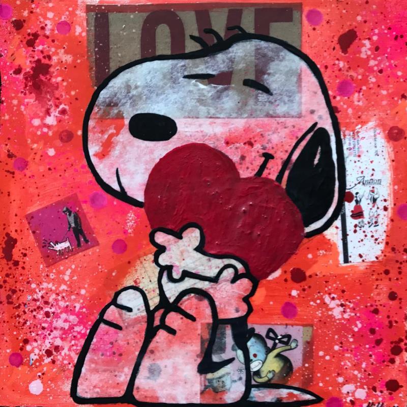 Painting Snoopy love  by Kikayou | Painting Pop-art Acrylic, Gluing, Graffiti Pop icons