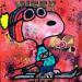 Painting Snoopy free ride by Kikayou | Painting Pop-art Pop icons Graffiti Acrylic Gluing