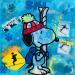 Painting Snoopy au ski by Kikayou | Painting Pop-art Pop icons Graffiti Acrylic Gluing