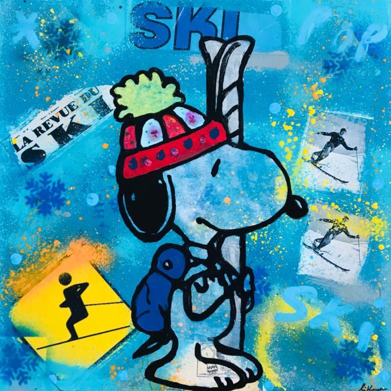 Painting Snoopy au ski by Kikayou | Painting Pop-art Acrylic, Gluing, Graffiti Pop icons