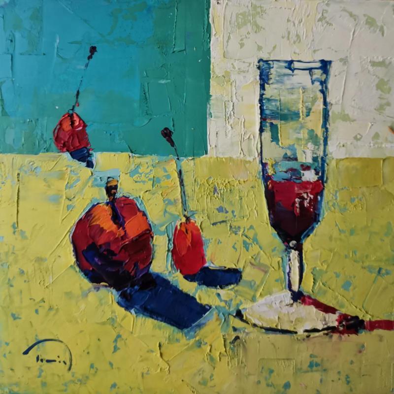 Painting Copa de vi by Tomàs | Painting Figurative Oil Still-life