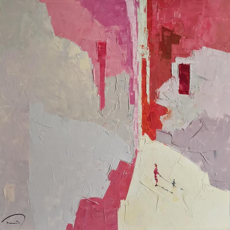 Painting Un matin rouge by Tomàs | Painting Abstract Oil Life style, Society, Urban