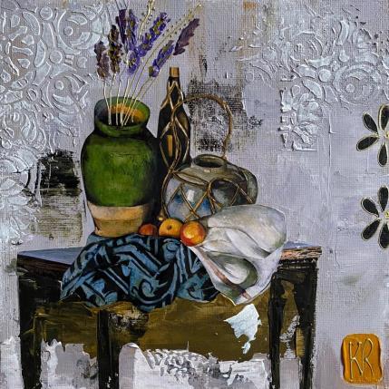 Painting Clin d’œil à Cezanne 5  by Romanelli Karine | Painting Figurative Acrylic, Gluing, Gold leaf, Paper, Pastel, Posca Pop icons, Still-life