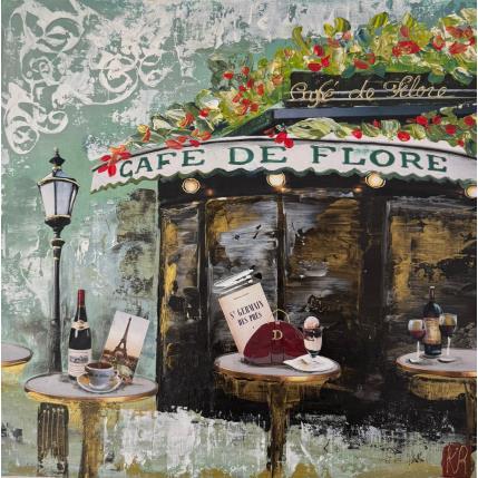 Painting Café de Flore by Romanelli Karine | Painting Figurative Acrylic, Gluing