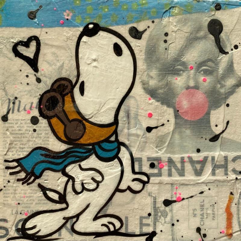 Gemälde F1  Snoopy et Marilyn von Marie G.  | Gemälde Pop-Art Pop-Ikonen Holz Acryl Collage