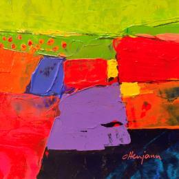 Painting Champ de coquelicots 1 by Ottenjann Andrea | Painting Abstract Acrylic Landscapes
