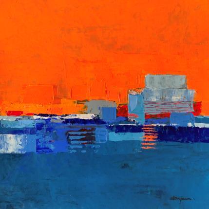 Painting Ville au bord de la mer by Ottenjann Andrea | Painting Abstract Acrylic Landscapes