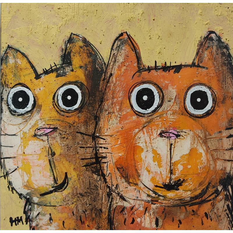 Painting 2 Kitties by Maury Hervé | Painting Raw art Animals, Pop icons