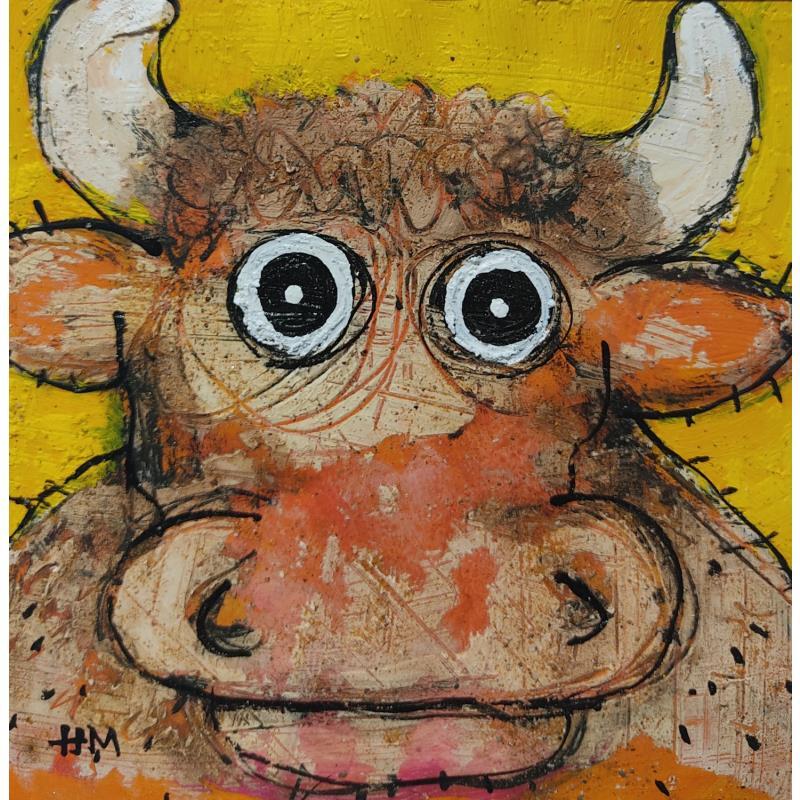 Gemälde Taureau jaune von Maury Hervé | Gemälde Art brut Pop-Ikonen, Tiere