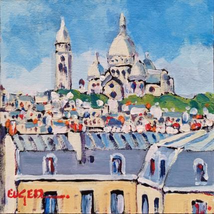 Painting LE SACRE COEUR DE MONTMARTRE by Euger | Painting Figurative Acrylic Landscapes, Society, Urban