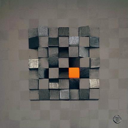 Painting L'Orangette by Bauquel Véronique | Painting Abstract Acrylic, Gluing, Lacquer, Wood Minimalist