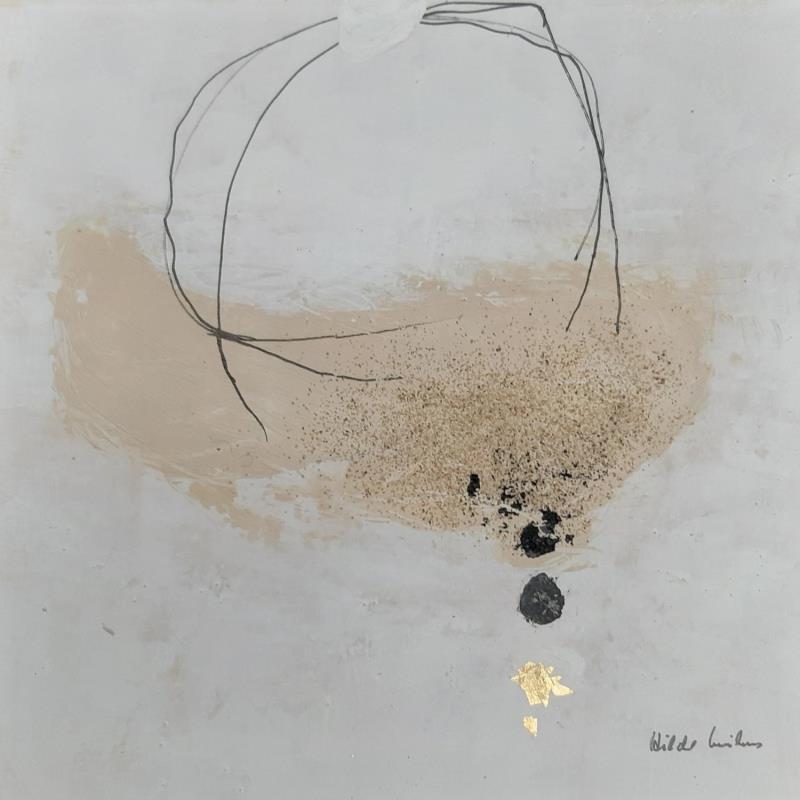 Peinture abstract beige A 138 par Wilms Hilde | Tableau Abstrait Acrylique, Feuille d'or, Sable