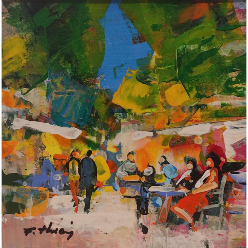 Painting Au café by Frédéric Thiery | Painting Figurative Acrylic Landscapes, Life style, Urban