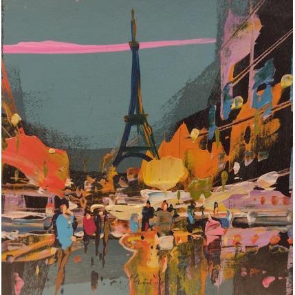 Painting Paris Tour Eiffel by Frédéric Thiery | Painting Figurative Acrylic Architecture, Life style, Urban