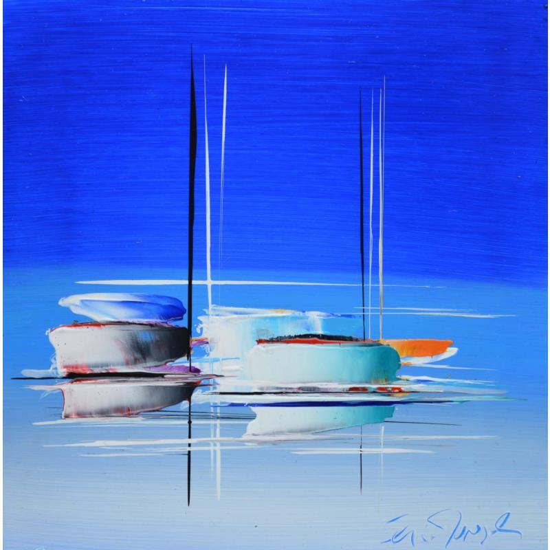 Painting Blue dream by Munsch Eric | Painting Figurative Marine Oil Acrylic