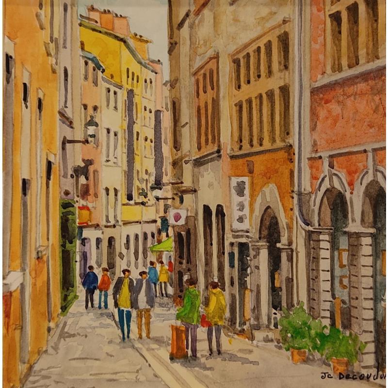 Painting Lyon la vieille ville by Decoudun Jean charles | Painting Figurative Urban Watercolor