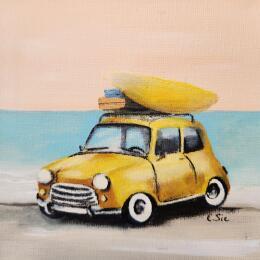 Painting Mini Austin by Sie Evelyne | Painting Figurative Acrylic Life style