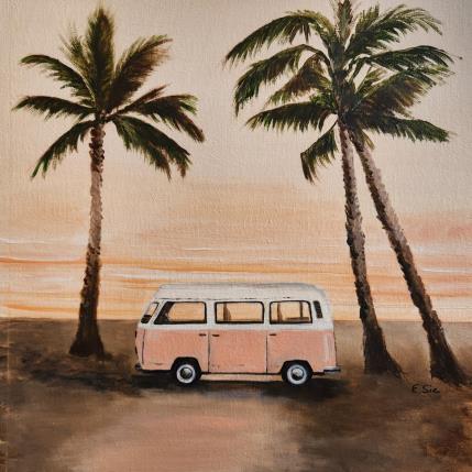 Painting Vacances en combi by Sie Evelyne | Painting Figurative Acrylic Life style