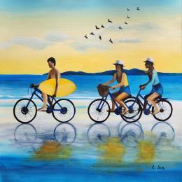 Painting Le trio by Sie Evelyne | Painting Figurative Acrylic Life style