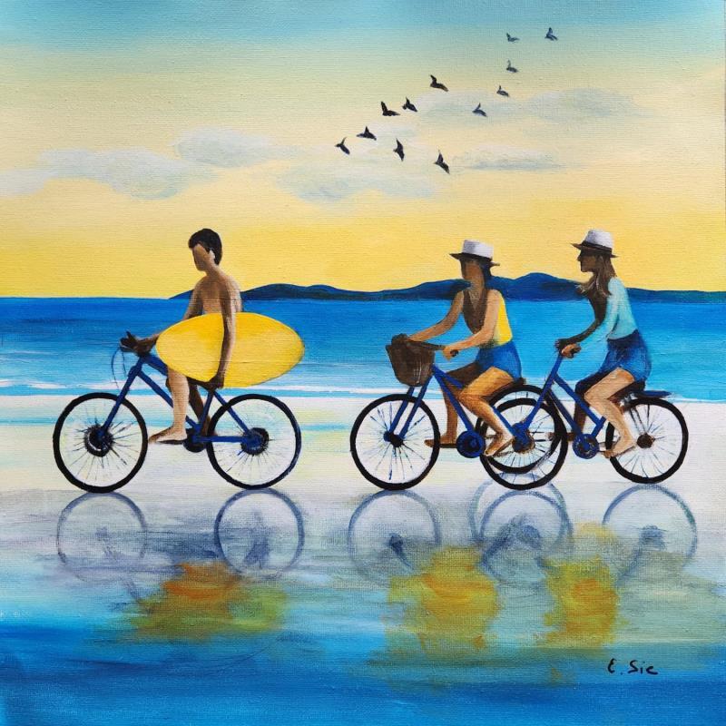 Painting Le trio by Sie Evelyne | Painting Figurative Acrylic Life style