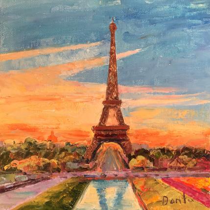 Painting La Tour Eiffel en crepuscule by Dontu Grigore | Painting Figurative Oil Pop icons, Urban