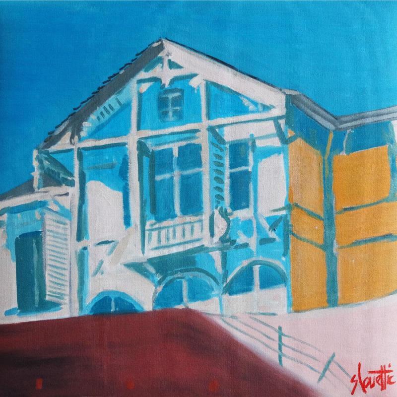 Peinture The perched villa par Coueffic Sébastien | Tableau Figuratif Urbain Scènes de vie Architecture Huile