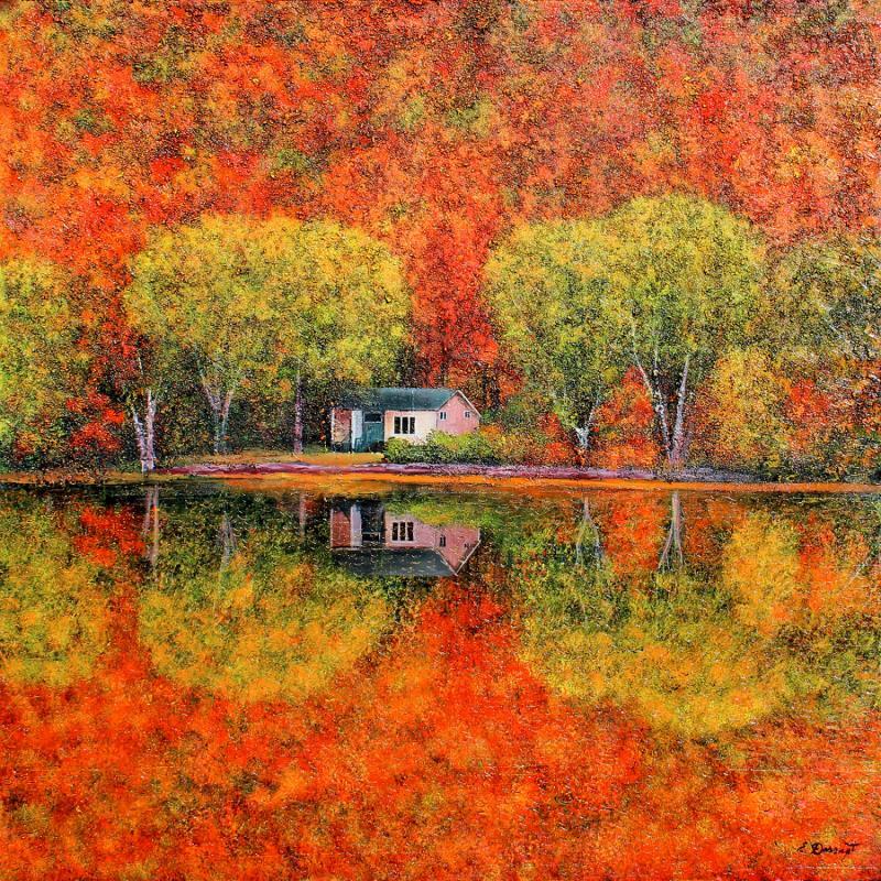 Painting L'âme de l'automne by Dessapt Elika | Painting Impressionism Acrylic, Sand