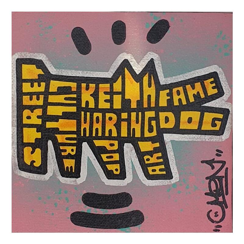 Painting K.H Yellow Dog by Cmon | Painting Pop-art Pop icons