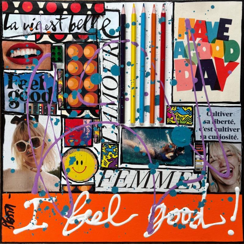 Painting I feel good ! by Costa Sophie | Painting Pop-art Acrylic, Gluing, Upcycling