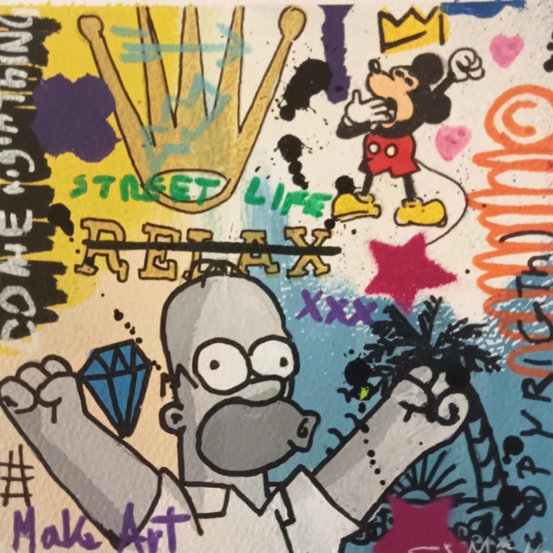 Painting Homer relax by Simone de Rosa | Painting Pop-art Acrylic Pop icons