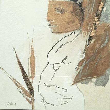 Painting Sans un mot  by Pagny Corine | Painting Raw art Ink Nude