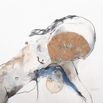 Painting Moment sans douleur , une lune parle , en plein jour by Pagny Corine | Painting Raw art Gluing, Ink Nude, Pop icons
