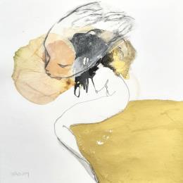 Painting Porte cette perruque d'alouette  by Pagny Corine | Painting Raw art Gluing, Ink Nature, Nude, Pop icons