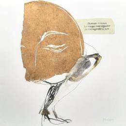 Gemälde Moment sans douleur, une lune pâle en plein jour  von Pagny Corine | Gemälde Art brut Collage, Tinte Akt