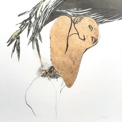 Gemälde De temps en temps  von Pagny Corine | Gemälde Art brut Collage, Tinte Akt, Natur