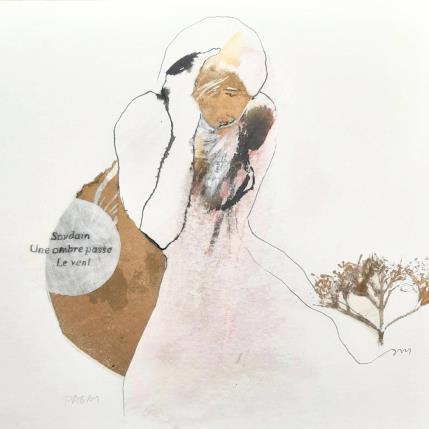 Painting Soudain une ombre passe  by Pagny Corine | Painting Raw art Gluing, Ink Nature, Nude