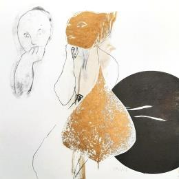Gemälde Une lune pâle en plein jour von Pagny Corine | Gemälde Art brut Collage, Tinte Akt, Natur