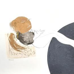 Painting Je continue à faucher, sur mes épaules, le ciel d'azur by Pagny Corine | Painting Raw art Gluing, Ink Nature, Nude