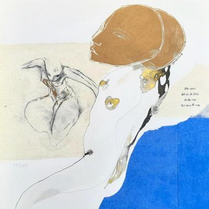Peinture Me voici là où le bleu de la mer est sans limite  par Pagny Corine | Tableau Art Singulier Encre Nu