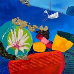 Painting Medaillon de l'agave by Lau Blou | Painting Abstract Acrylic, Gluing Pop icons
