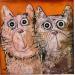 Painting Two Kitties by Maury Hervé | Painting Raw art Animals Ink Sand