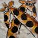 Painting Two Giraffes by Maury Hervé | Painting Raw art Animals Ink Sand