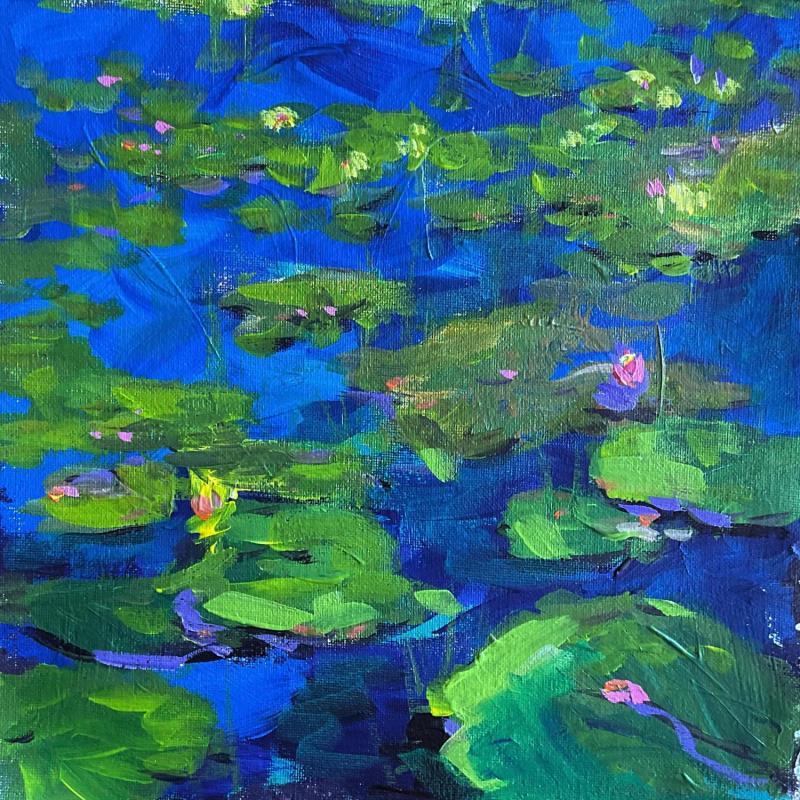 Painting Sunlit Lily Pads by Carrillo Cindy  | Painting Figurative Landscapes Nature Oil