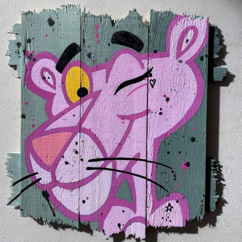 Painting F3  Pathère rose by Marie G.  | Painting Pop-art Pop icons Wood Acrylic